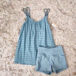 Free People‎ FP Movement Off Trail Dress Set in Summer Storm Blue New with Tags